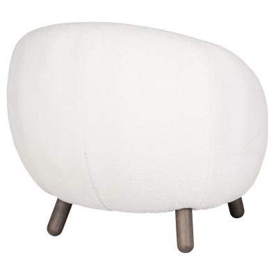 MIMI-Sillón de tejido bouclé crudo y madera