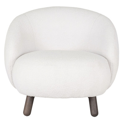 MIMI-Sillón de tejido bouclé crudo y madera