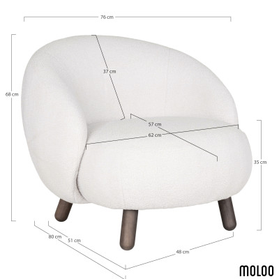 MIMI-Sillón de tejido bouclé crudo y madera