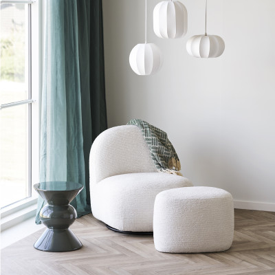 SVIT-Fauteuil lounge pivotant en tissu écru