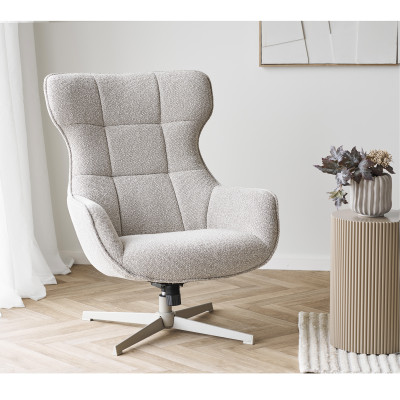 KARL-Chaise Longue Turin Poltrona Girevole in Tessuto Beige