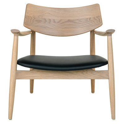 FRIDA-Sillón de salón en roble natural y poliuretano negro