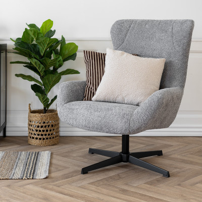 EDGAR-Fauteuil lounge pivotant en tissu gris foncé