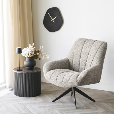 FIDO-Fauteuil loung pivotant en tissu chiné taupe