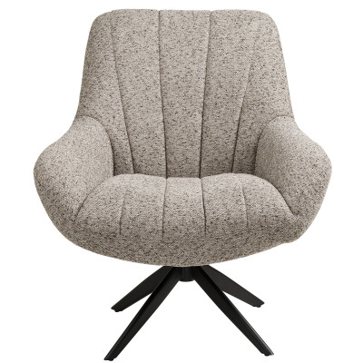 FIDO-Fauteuil loung pivotant en tissu chiné taupe