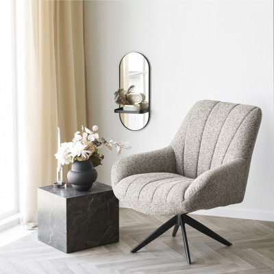 FIDO-Fauteuil loung pivotant en tissu chiné taupe