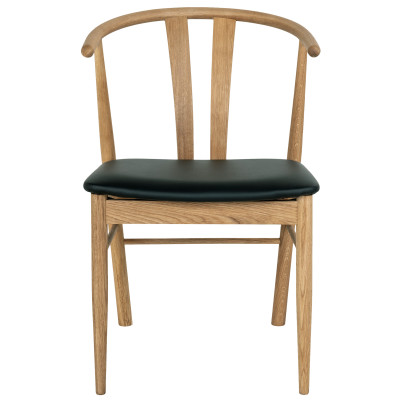 SVEN-Fauteuil de table en chêne massif et PU noir (x2)