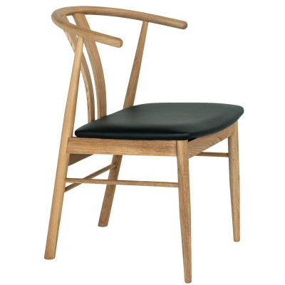 SVEN-Fauteuil de table en chêne massif et PU noir (x2)