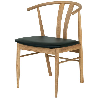 SVEN-Silla de comedor en roble macizo y PU negro (x2)