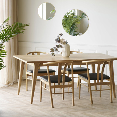 SVEN-Sedia da pranzo in rovere massello e PU nero (x2)