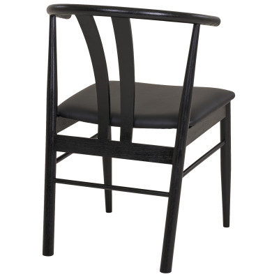 SVEN-Silla de comedor en haya negra maciza y PU negro (x2)