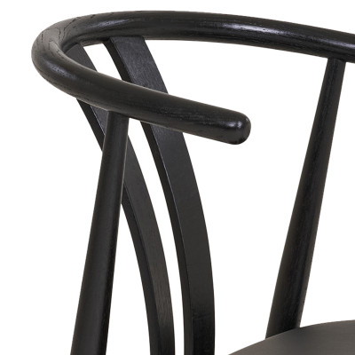 SVEN-Fauteuil de table en Hêtre massif noir et PU noir (x2)