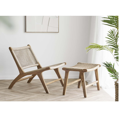 TIKY-Fauteuil en teck et rotin