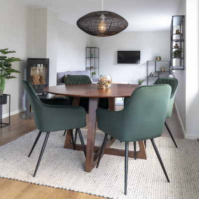 NIELSEN-Tavolo da pranzo rotondo per 4/6 persone Ø137cm noce