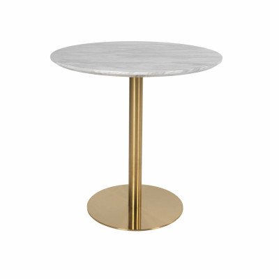 COOPER-Table à manger ronde 2 personnes ø90, décor marbre et laiton