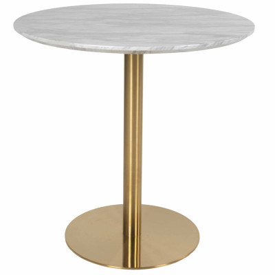 COOPER-Table à manger ronde 2 personnes ø90, décor marbre et laiton