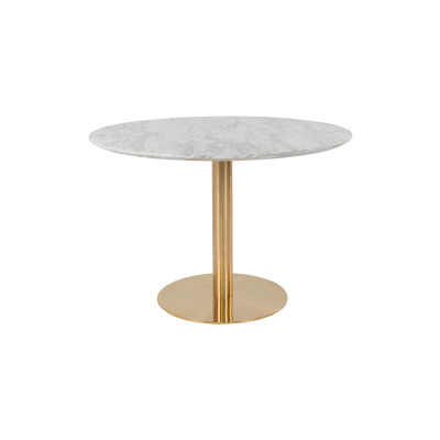 COOPER-Table à manger ronde 4 personnes ø110, décor marbre et laiton