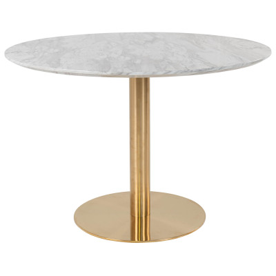 COOPER-Mesa de comedor 4 personas ø110 acabado en mármol y latón