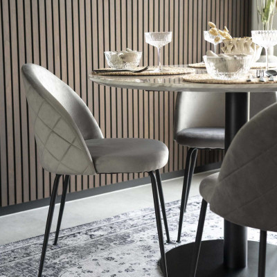 COOPER-Mesa de comedor 4 personas ø110 acabado en mármol y acero