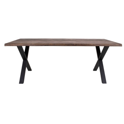 CALVI-Table repas à manger 6/8  personnes 200cm en chêne massif fumé