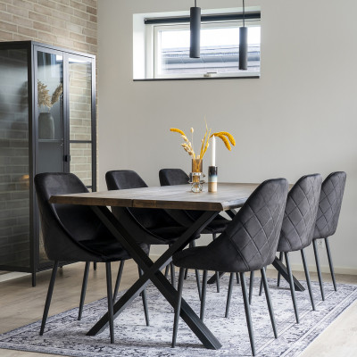 CALVI-Tavolo da pranzo per 6/8 persone 200 cm in rovere massello fumé