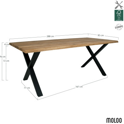 CALVI-Esstisch für 6–8 Personen 200 cm massive Eiche