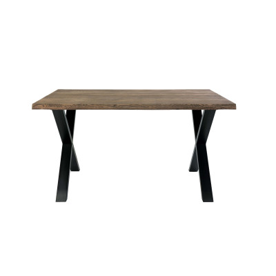 CALVI-Mesa de comedor para 4 personas 140 cm en roble ahumado macizo