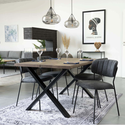 CALVI-Tavolo da pranzo per 4 persone 140 cm in rovere massello fumé