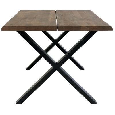 CALVI-Mesa de comedor para 4 personas 140 cm en roble ahumado macizo