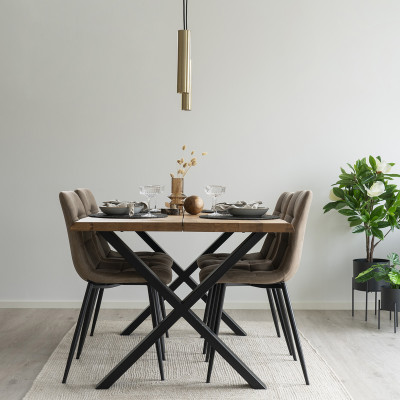 CALVI-Mesa de comedor para 4 personas 140 cm en roble macizo