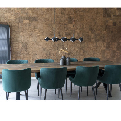 CALVI-Table repas à manger +12 personnes 300cm en chêne massif fumé