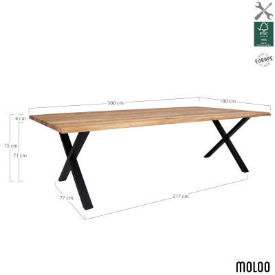 CALVI-Tavolo da pranzo per 12+ persone 300 cm rovere massello