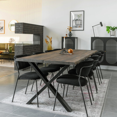 CALVI-Tavolo da pranzo per 10 persone 240 cm in rovere massello fumé