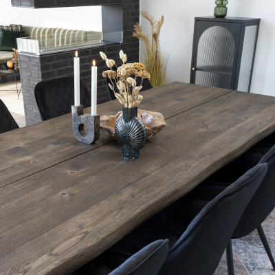 CALVI-Table repas à manger 10  personnes 240cm en chêne massif fumé