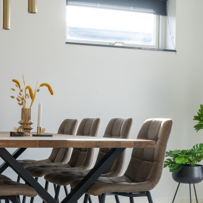 CALVI-Mesa de comedor para 10 personas 240 cm roble macizo