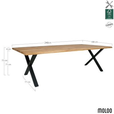 CALVI-Table repas à manger 10  personnes 240cm en chêne massif