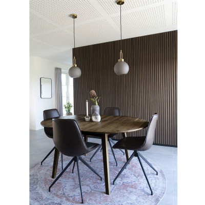 MEGEVE-Mesa de comedor extensible roble ahumado ø118/158 cm