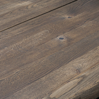 MEGEVE-Table à manger avec allonge papillon chêne fumé ø118/158 cm