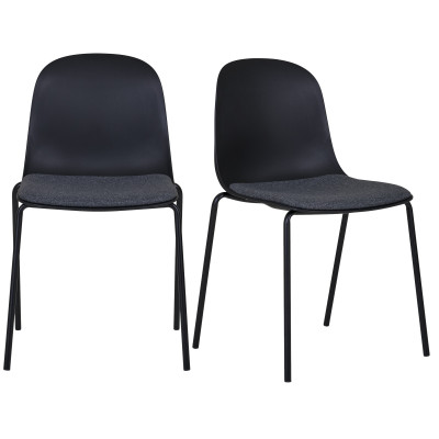 VICK-Chaise en tissu, ABS et acier noir (x2)