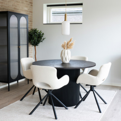 MIDO- Table à manger ronde 4 personnes  ø120 cm brun foncé