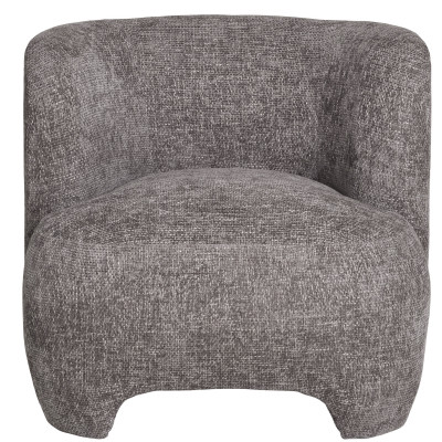 MOSS-Sillón y reposapiés en tela de chenilla gris
