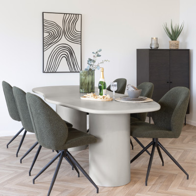 PAROS-Mesa de comedor 8/10 personas 200 cm en hormigón revestido