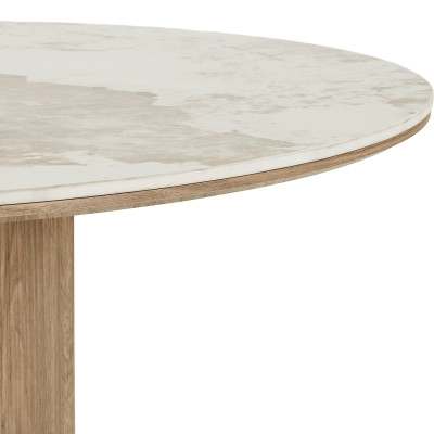 RHOD-Runder Esstisch für 4 Personen Ø 120 cm aus Keramik und Holz