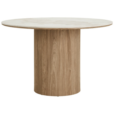 RHOD-Runder Esstisch für 4 Personen Ø 120 cm aus Keramik und Holz