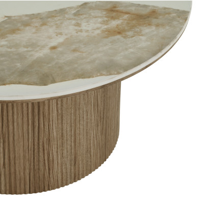 RHOD-Tavolino in ceramica e effetto legno ø80 cm