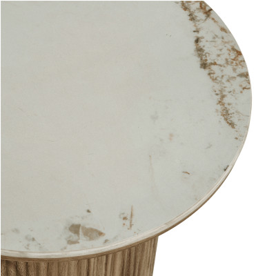 RHOD-Mesa auxiliar de cerámica con efecto madera ø45 cm