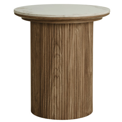 RHOD-Beistelltisch aus Keramik und Holzoptik ø 45 cm