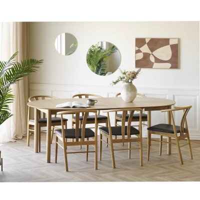 RIMINI-Table à manger extensible Ø120 cm (170-220 cm) chêne naturel