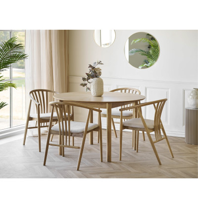 RIMINI-Table à manger extensible Ø120 cm (170-220 cm) chêne naturel