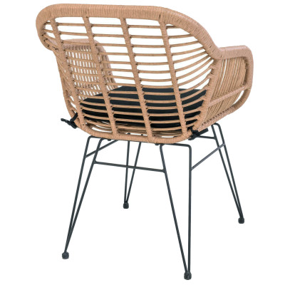 RIO-Fauteuil de table en rattan naturel et métal (x2)